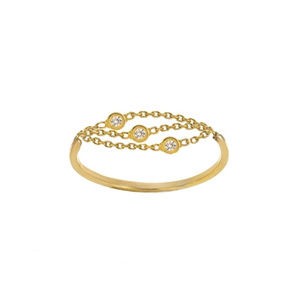 14K Gold Diamond Multi Strand N Bezels Ring
